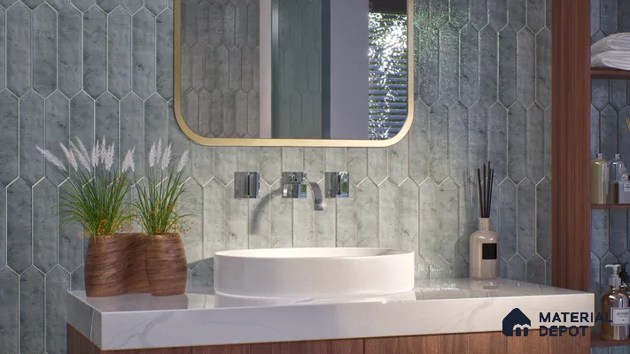 Subway Wall Tile TL 06163 F Cavalier Picket Slate Gleam 12 x 3 inch Ceramic Glossy Finish - 10 mm | 16 Random Design | Suitable for Accent / Feature Walls, Bathroom, Kitchen Wall & Backsplashes (Sample)