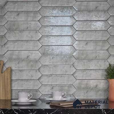 Subway Wall Tile TL 06163 F Cavalier Picket Slate Gleam 12 x 3 inch Ceramic Glossy Finish - 10 mm | 16 Random Design | Suitable for Accent / Feature Walls, Bathroom, Kitchen Wall & Backsplashes (Sample)