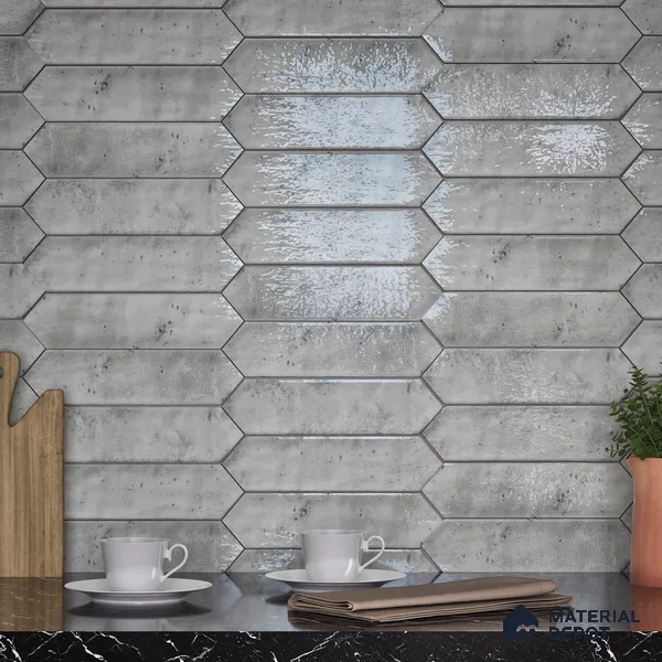 Subway Wall Tile TL 06163 F Cavalier Picket Slate Gleam 12 x 3 inch Ceramic Glossy Finish - 10 mm | 16 Random Design | Suitable for Accent / Feature Walls, Bathroom, Kitchen Wall & Backsplashes (Sample)