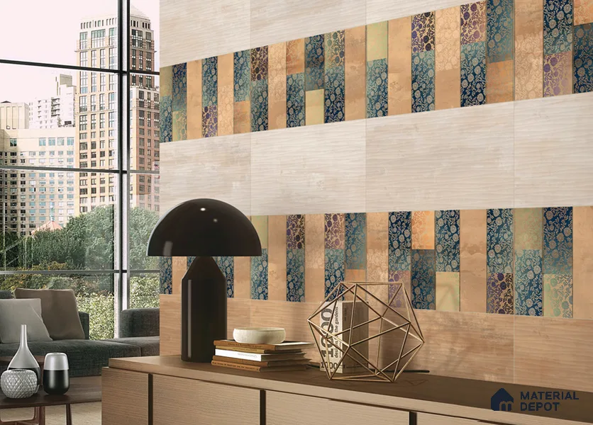Highlighter Wall Tile TL 06480 C Brech Waves 2 ft x 1 ft Matte Finish Ceramic Tile - 8 mm | Suitable for Kitchen Backsplash, Bathroom & Basin Accent