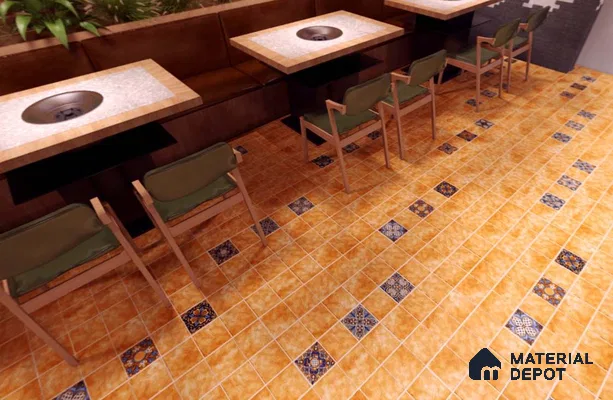 Moroccan Look Floor Tile TL 06574 B Penny Amber Decore 35 Inch x 6 Inch Vitrified Matte Finish - 9 mm | Suitable for Living Room, Kitchen & Bedroom (Sample)