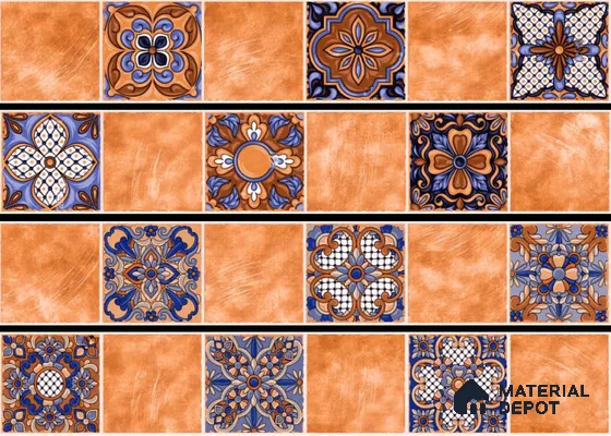 Moroccan Look Floor Tile TL 06574 F Penny Beige Decore 35 Inch x 6 Inch Vitrified Matte Finish - 9 mm | Suitable for Living Room, Kitchen & Bedroom