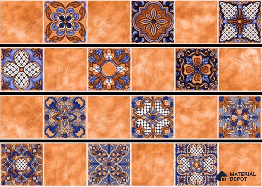 Moroccan Look Floor Tile TL 06574 F Penny Beige Decore 35 Inch x 6 Inch Vitrified Matte Finish - 9 mm | Suitable for Living Room, Kitchen & Bedroom