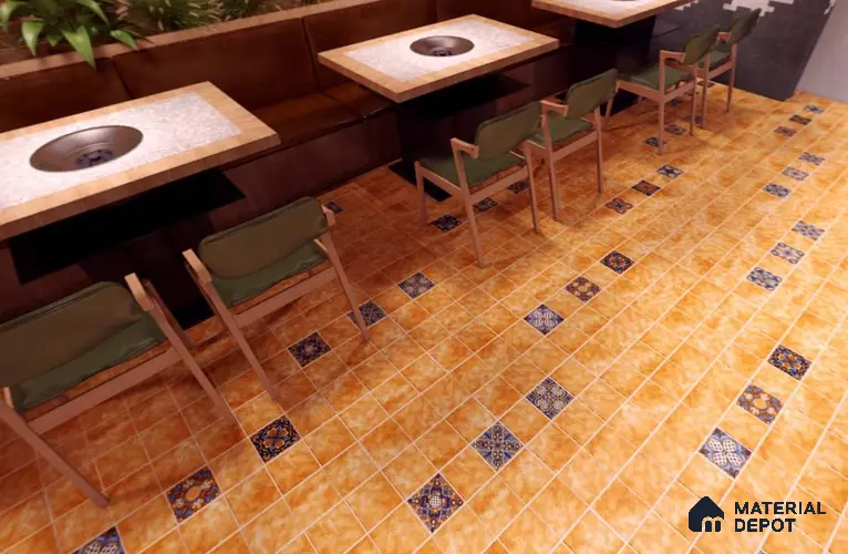 Stone Look Floor Tile TL 06574 Penny Amber Art 35 Inch x 6 Inch Vitrified Matte Finish - 9 mm | Suitable for Living Room, Kitchen & Bedroom