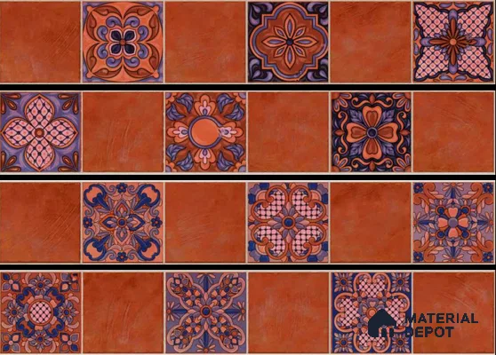 Moroccan Look Floor Tile TL 06574 H Penny Brown Decore 35 Inch x 6 Inch Vitrified Matte Finish - 9 mm | Suitable for Living Room, Kitchen & Bedroom (Sample)