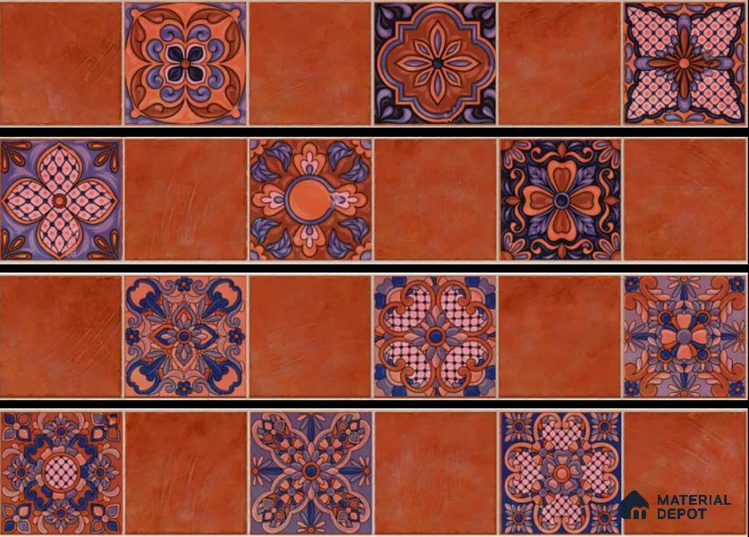 Moroccan Look Floor Tile TL 06574 H Penny Brown Decore 35 Inch x 6 Inch Vitrified Matte Finish - 9 mm | Suitable for Living Room, Kitchen & Bedroom (Sample)