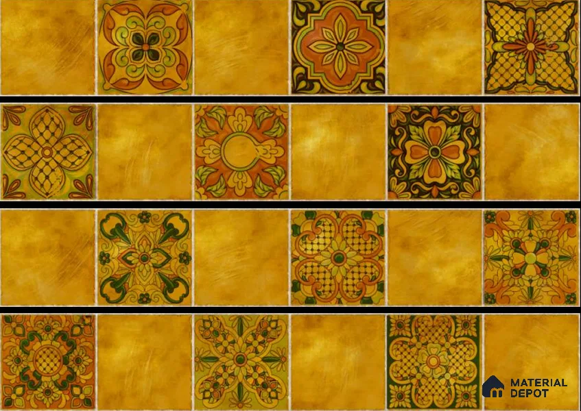 Moroccan Look Floor Tile TL 06574 D Penny Marfil Decore 35 Inch x 6 Inch Vitrified Matte Finish - 9 mm | Suitable for Living Room, Kitchen & Bedroom (Sample)