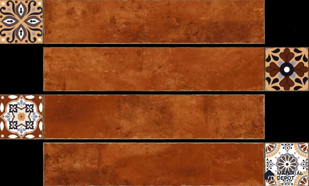 Stone Look Floor Tile TL 06571 B Hannah Choco 35 Inch x 6 Inch Vitrified Matte Finish - 9 mm | Suitable for Living Room, Kitchen & Bedroom