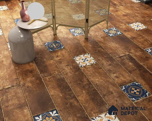 Stone Look Floor Tile TL 06571 D Hannah Nut 35 Inch x 6 Inch Vitrified Matte Finish - 9 mm | Suitable for Living Room, Kitchen & Bedroom (Sample)
