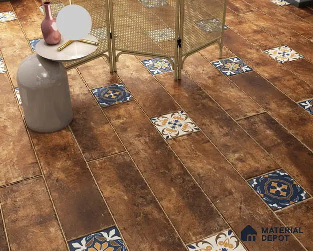 Stone Look Floor Tile TL 06571 D Hannah Nut 35 Inch x 6 Inch Vitrified Matte Finish - 9 mm | Suitable for Living Room, Kitchen & Bedroom