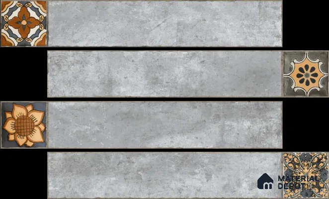 Stone Look Floor Tile TL 06571 E Hannah Gris 35 Inch x 6 Inch Vitrified Matte Finish - 9 mm | Suitable for Living Room, Kitchen & Bedroom (Sample)