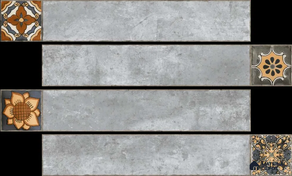 Stone Look Floor Tile TL 06571 E Hannah Gris 35 Inch x 6 Inch Vitrified Matte Finish - 9 mm | Suitable for Living Room, Kitchen & Bedroom (Sample)