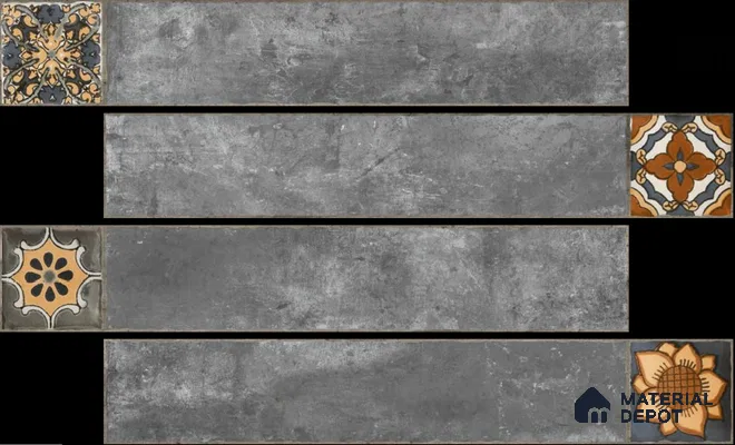 Stone Look Floor Tile TL 06571 F Hannah Oscura 35 Inch x 6 Inch Vitrified Matte Finish - 9 mm | Suitable for Living Room, Kitchen & Bedroom (Sample)