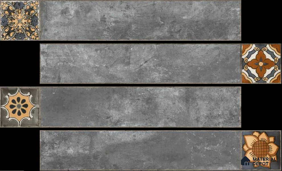 Stone Look Floor Tile TL 06571 F Hannah Oscura 35 Inch x 6 Inch Vitrified Matte Finish - 9 mm | Suitable for Living Room, Kitchen & Bedroom (Sample)