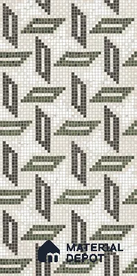 Faux Mosaic Floor & Wall Tile TL 10843 Emerald 4 ft x 2 ft Vitrified Granula Carving Matte Finish  - 9 mm | 4 Random Design | Suitable for Living Room, Bedroom, Dining, Kitchen & Bathroom (Sample)