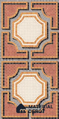 Faux Mosaic Floor & Wall Tile TL 10843 G Ruby 4 ft x 2 ft Vitrified Granula Carving Matte Finish  - 9 mm | 4 Random Design | Suitable for Living Room, Bedroom, Dining, Kitchen & Bathroom