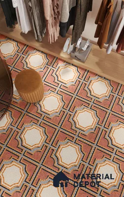 Faux Mosaic Floor & Wall Tile TL 10843 G Ruby 4 ft x 2 ft Vitrified Granula Carving Matte Finish  - 9 mm | 4 Random Design | Suitable for Living Room, Bedroom, Dining, Kitchen & Bathroom