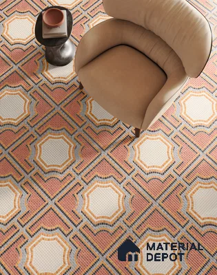 Faux Mosaic Floor & Wall Tile TL 10843 G Ruby 4 ft x 2 ft Vitrified Granula Carving Matte Finish  - 9 mm | 4 Random Design | Suitable for Living Room, Bedroom, Dining, Kitchen & Bathroom