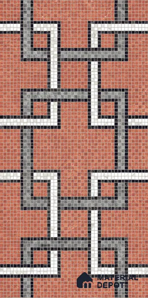 Faux Mosaic Floor & Wall Tile TL 10843 H Garnet 4 ft x 2 ft Vitrified Granula Carving Matte Finish - 9 mm | 4 Random Design | Suitable for Living Room, Bedroom, Dining, Kitchen & Bathroom