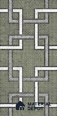 Faux Mosaic Floor & Wall Tile TL 10843 D Jade 4 ft x 2 ft Vitrified Granula Carving Matte Finish  - 9 mm | 4 Random Design | Suitable for Living Room, Bedroom, Dining, Kitchen & Bathroom (Sample)
