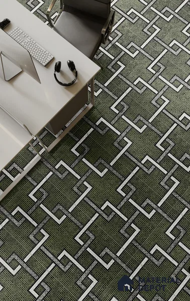 Faux Mosaic Floor & Wall Tile TL 10843 D Jade 4 ft x 2 ft Vitrified Granula Carving Matte Finish  - 9 mm | 4 Random Design | Suitable for Living Room, Bedroom, Dining, Kitchen & Bathroom (Sample)