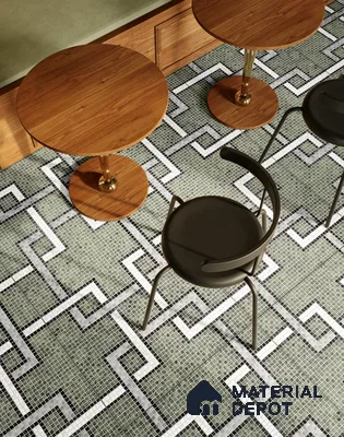 Faux Mosaic Floor & Wall Tile TL 10843 D Jade 4 ft x 2 ft Vitrified Granula Carving Matte Finish  - 9 mm | 4 Random Design | Suitable for Living Room, Bedroom, Dining, Kitchen & Bathroom (Sample)