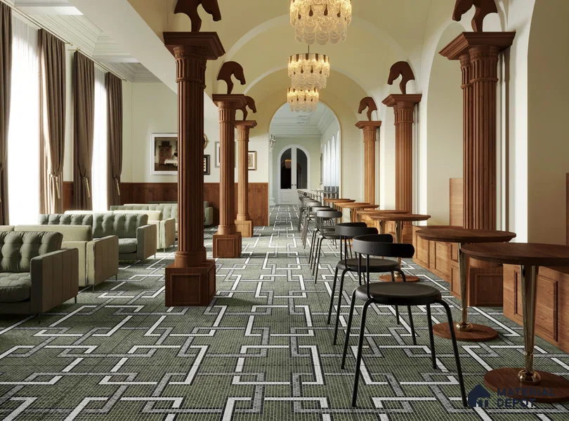 Faux Mosaic Floor & Wall Tile TL 10843 D Jade 4 ft x 2 ft Vitrified Granula Carving Matte Finish  - 9 mm | 4 Random Design | Suitable for Living Room, Bedroom, Dining, Kitchen & Bathroom (Sample)