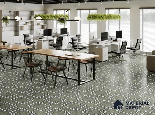 Faux Mosaic Floor & Wall Tile TL 10843 D Jade 4 ft x 2 ft Vitrified Granula Carving Matte Finish  - 9 mm | 4 Random Design | Suitable for Living Room, Bedroom, Dining, Kitchen & Bathroom (Sample)
