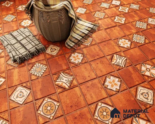 Moroccan Look Floor Tile TL 06573 H Cicilia Naranza Decore 35 Inch x 6 Inch Vitrified Matte Finish - 9 mm | Suitable for Living Room, Kitchen & Bedroom