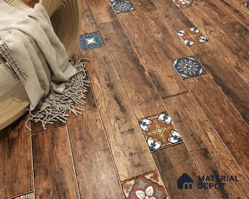 Wood Look Floor Tile TL 06572 B Sequoia Nut 35 Inch x 6 Inch Vitrified Matte Finish - 9 mm | Suitable for Living Room, Kitchen & Bedroom | 2-3 mm Spacer is Mandatory
