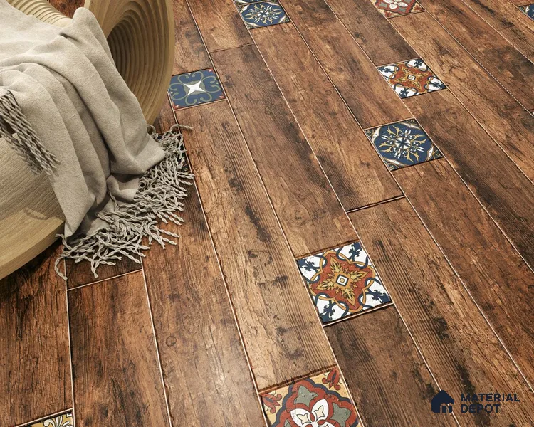 Wood Look Floor Tile TL 06572 B Sequoia Nut 35 Inch x 6 Inch Vitrified Matte Finish - 9 mm | Suitable for Living Room, Kitchen & Bedroom | 2-3 mm Spacer is Mandatory