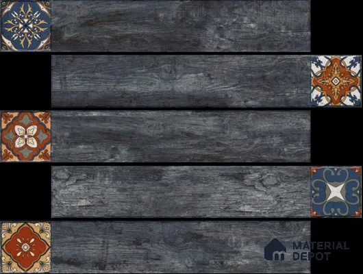 Wood Look Floor Tile TL 06572 Sequoia Azul 35 Inch x 6 Inch Vitrified Matte Finish - 9 mm | Suitable for Living Room, Kitchen & Bedroom | 2-3 mm Spacer is Mandatory (Sample)