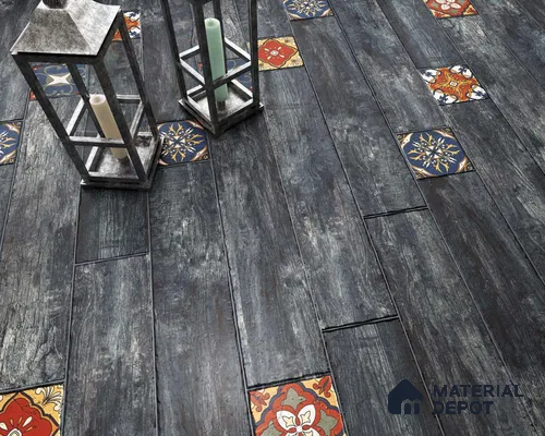 Wood Look Floor Tile TL 06572 Sequoia Azul 35 Inch x 6 Inch Vitrified Matte Finish - 9 mm | Suitable for Living Room, Kitchen & Bedroom | 2-3 mm Spacer is Mandatory (Sample)