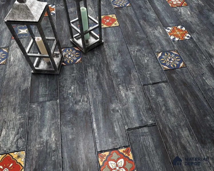 Wood Look Floor Tile TL 06572 Sequoia Azul 35 Inch x 6 Inch Vitrified Matte Finish - 9 mm | Suitable for Living Room, Kitchen & Bedroom | 2-3 mm Spacer is Mandatory (Sample)