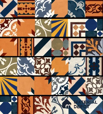 Moroccan Look Floor Tile TL 06575 C Mexico Flora 35 Inch x 6 Inch Vitrified Matte Finish - 9 mm | Suitable for Living Room, Kitchen & Bedroom