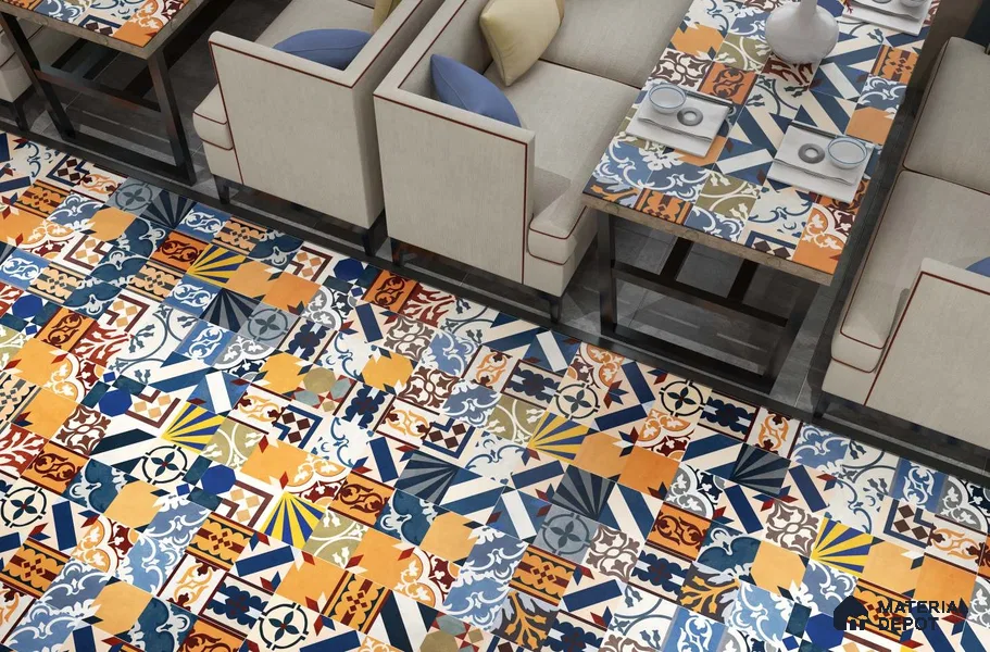 Moroccan Look Floor Tile TL 06575 C Mexico Flora 35 Inch x 6 Inch Vitrified Matte Finish - 9 mm | Suitable for Living Room, Kitchen & Bedroom
