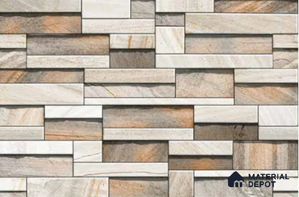 TL 04489 B Dark 450x300 mm Sugar Finish Ceramic Elevation Wall Tile Poster Set (4 Pcs) - 9 mm