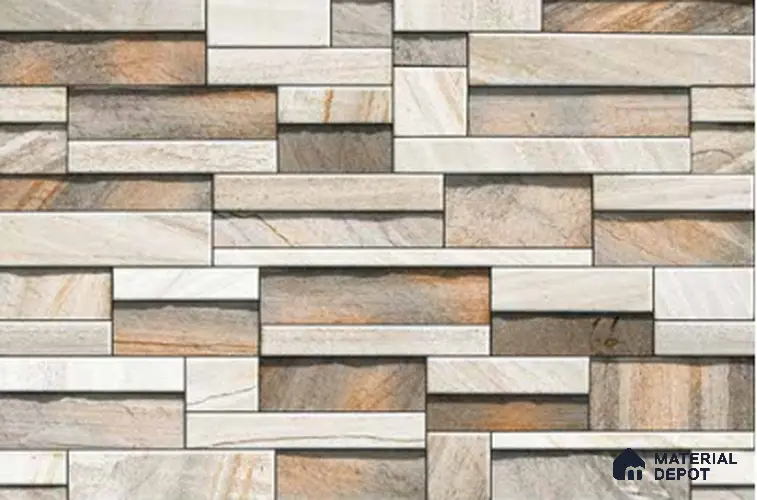 TL 04489 B Dark 450x300 mm Sugar Finish Ceramic Elevation Wall Tile Poster Set (4 Pcs) - 9 mm
