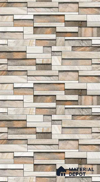 TL 04489 B Dark 450x300 mm Sugar Finish Ceramic Elevation Wall Tile Poster Set (4 Pcs) - 9 mm