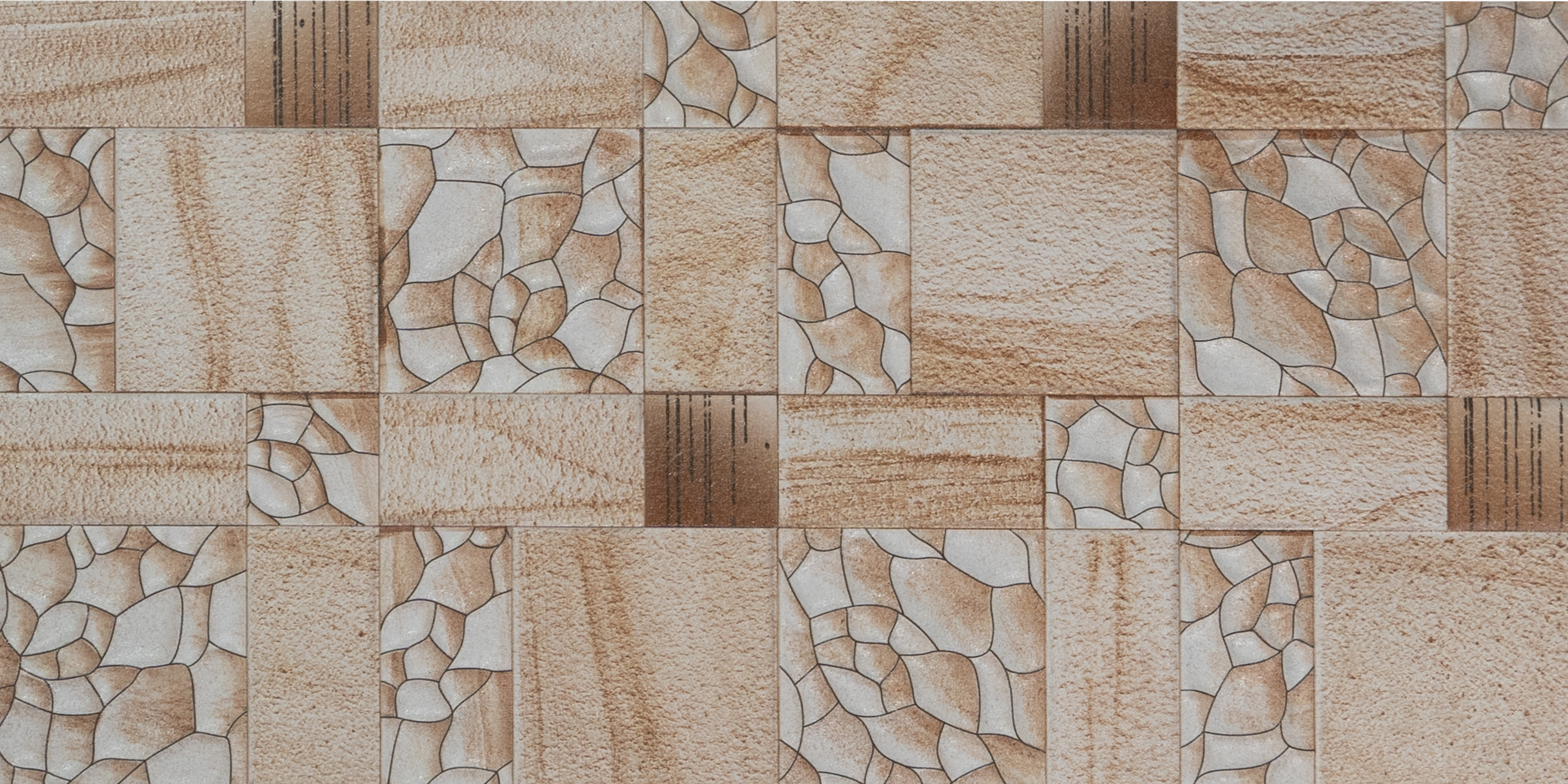 TL 00129 Cashew Beige 2 ft x 1 ft Matte Finish Ceramic High Depth Elevation Wall Tile - 9 mm