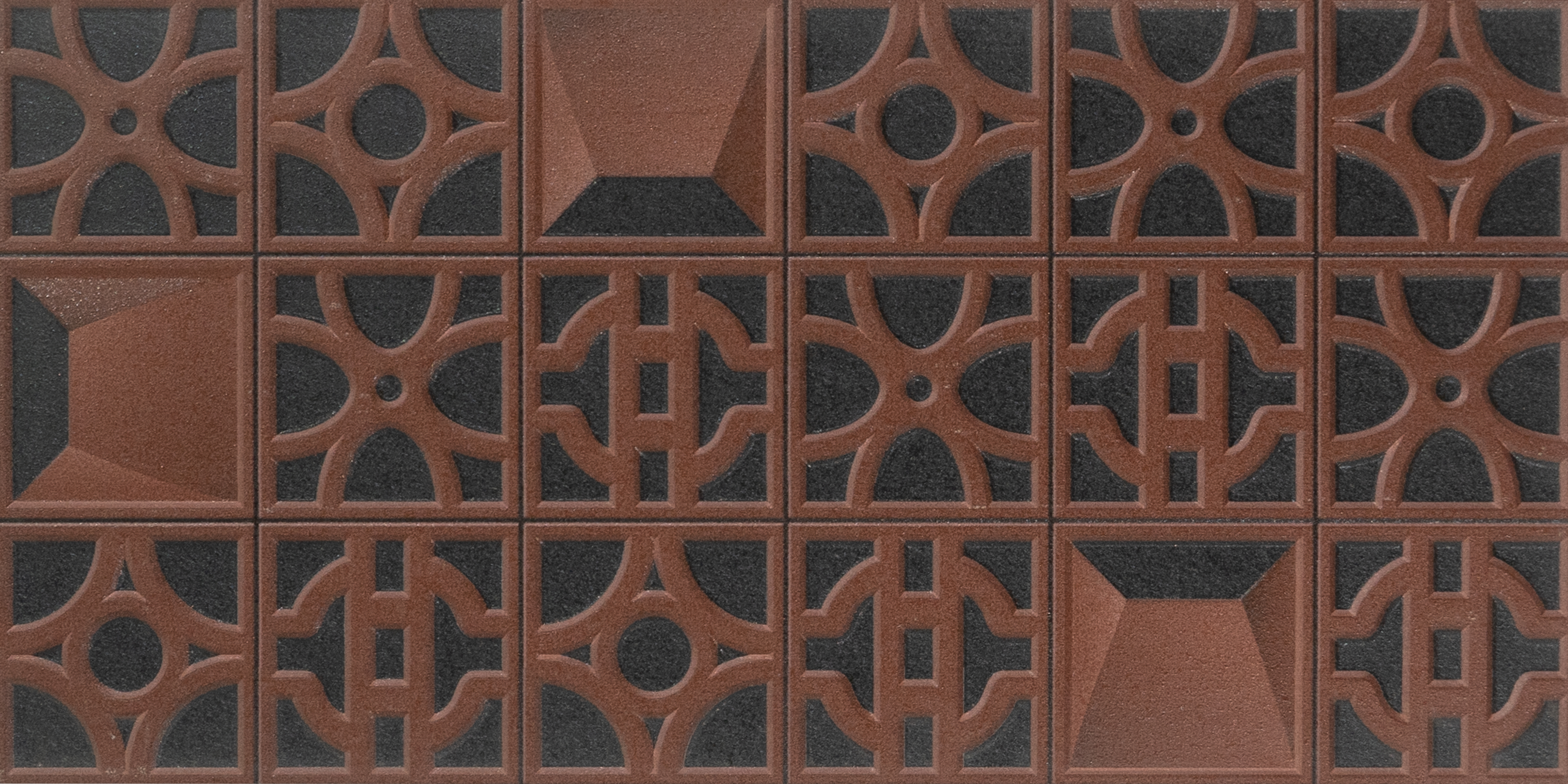 Patterned Wall Tile TL 00130 Marrone Brown 2 ft x 1 ft Matte Finish Ceramic High Depth Elevation Tile - 9 mm | Please Expect a Slight Variation of Pattern