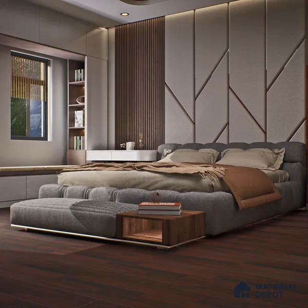 HDF Laminate Wood Floor Glossy Finish Gleam LF 00263 | 4 ft x 8 inch x 8 mm | AC4 Grade | Arc Click With Wax Coating | U Groove | Suitable for Flooring, Living Room, Bedroom