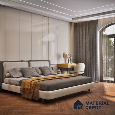 HDF Laminate Wood Floor Embossed Finish Herringbone LF 00294 | 2 ft x 4 inch x 8 mm | AC4 Grade | Type A | Single Click Lock | U Groove | Suitable for Flooring, Living Room, Bedroom