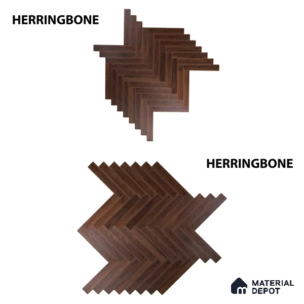 HDF Laminate Wood Floor Embossed Finish Herringbone LF 00294 | 2 ft x 4 inch x 8 mm | AC4 Grade | Type A | Single Click Lock | U Groove | Suitable for Flooring, Living Room, Bedroom