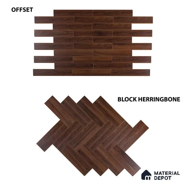 HDF Laminate Wood Floor Embossed Finish Herringbone LF 00294 | 2 ft x 4 inch x 8 mm | AC4 Grade | Type A | Single Click Lock | U Groove | Suitable for Flooring, Living Room, Bedroom