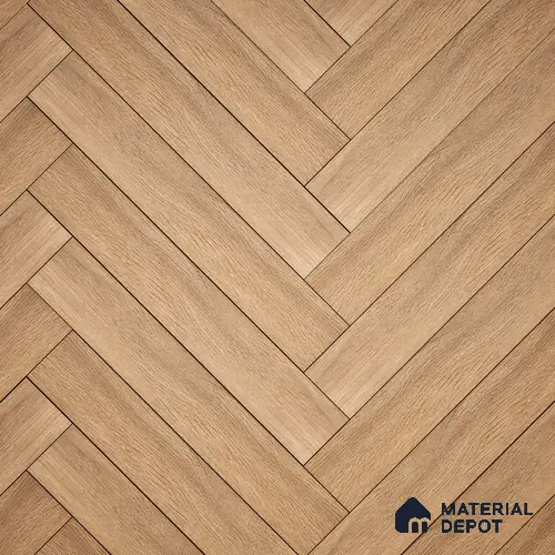 A close-up of a HDF Laminate Wood Floor Embossed Finish Herringbone LF 00296 | 2 ft x 4 inch x 8 mm | AC4 Grade | Type A | Single Click Lock | U Groove | Suitable for Flooring, Living Room, Bedroom available at Material Depot in Bangalore