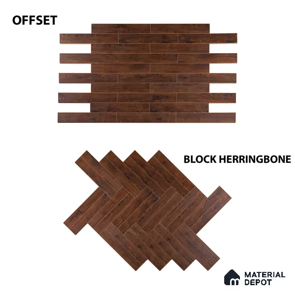 HDF Laminate Wood Floor Embossed Finish Herringbone LF 00297 | 2 ft x 4 inch x 8 mm | AC4 Grade | Type A | Single Click Lock | U Groove | Suitable for Flooring, Living Room, Bedroom