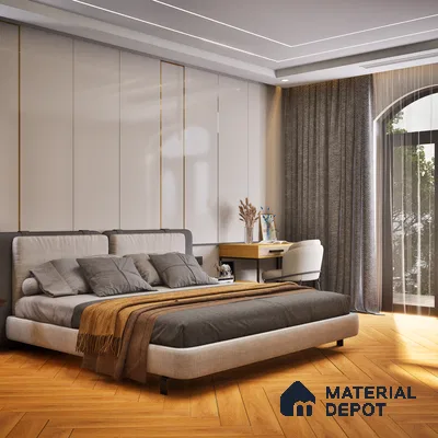 HDF Laminate Wood Floor Embossed Finish Herringbone LF 00298 | 2 ft x 4 inch x 8 mm | AC4 Grade | Type A | Single Click Lock | U Groove | Suitable for Flooring, Living Room, Bedroom