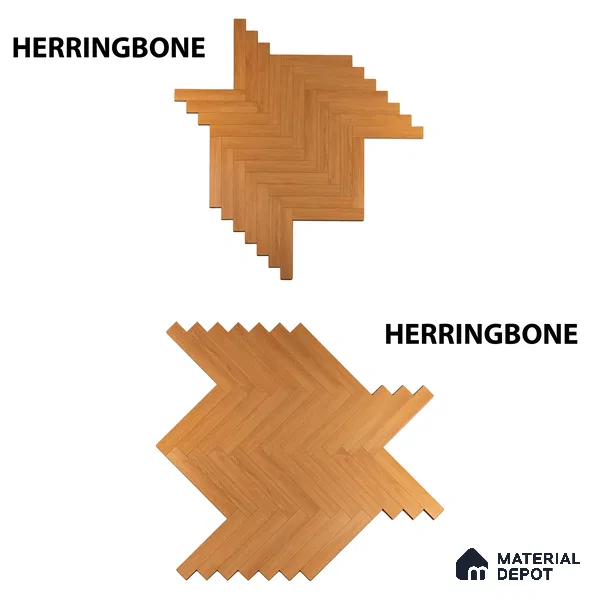 HDF Laminate Wood Floor Embossed Finish Herringbone LF 00298 | 2 ft x 4 inch x 8 mm | AC4 Grade | Type A | Single Click Lock | U Groove | Suitable for Flooring, Living Room, Bedroom