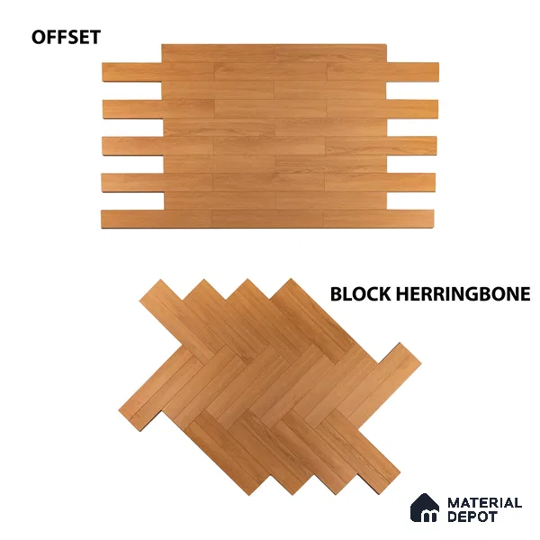 HDF Laminate Wood Floor Embossed Finish Herringbone LF 00298 | 2 ft x 4 inch x 8 mm | AC4 Grade | Type A | Single Click Lock | U Groove | Suitable for Flooring, Living Room, Bedroom
